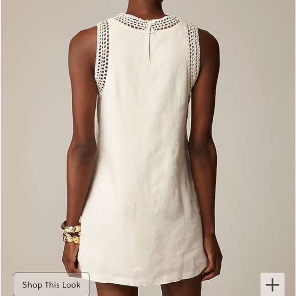 J crew Maxine crochet-trim shift dress in linen - Picture 3 of 6